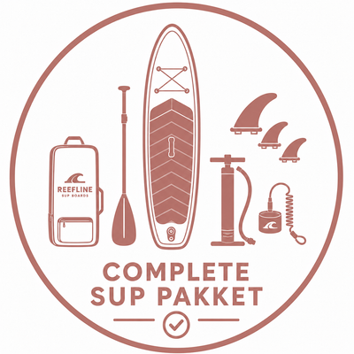 Volledig uitgerust met alle essentiële SUP-accessoires.